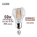 LUNO A19 Dimmalbe Filament LED Bulb, 6.5W(60W Equivalent), 800 Lumens, 2700K (Soft White), Medium Base (E26), UL Certified (6-Pack)