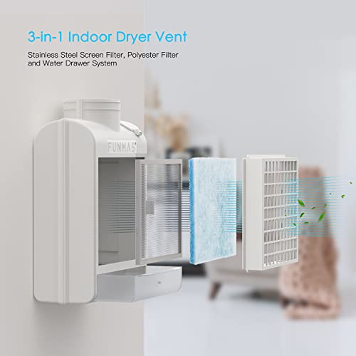 FUNMAS 3-in-1 Indoor Dryer Vent &amp; 10 Pack Replacement Filters in 