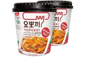 Yopokki Halal Tteokbokki Cup (Original, 2-Pack) – Microwaveable Korean Rice Cake with Mild & Savory Sauce – Quick, Easy, and Halal-Friendly