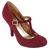 Journee Collection Womens Sueded T-strap Round Toe Pumps