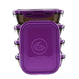 6 Pack Fitness Sure Seal Containers 20oz Black/Neon Purple Set of 5