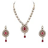 Rani pink kundan like work Indian Artisan necklace tradition jewelry set b160r
