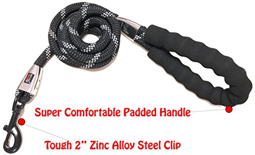 Primal Pet Gear - Rope Leash - 5ft long - Heavy Duty - 0.5" Thick - Metal Covers - Super Durable - Perfect for Medium, Large and Tough Small Dogs, Puppy -Training - Slip Leashes