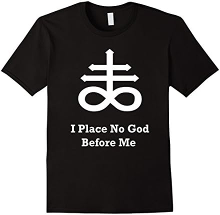 Mens Satanic Cross - "No God Before Me" Tee (Satanic Clothing) 2XL Black