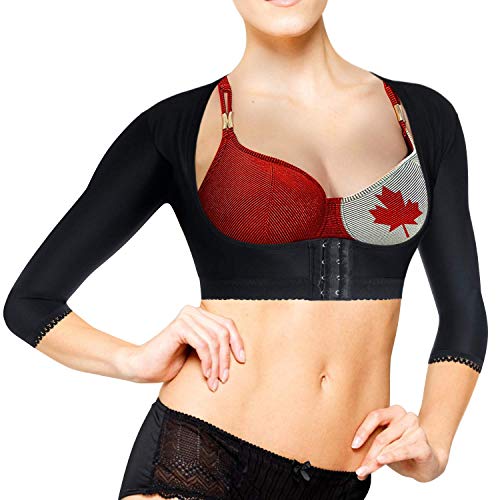 Lady Jeneva Upper Arm Shaper for Women | Posture Corrector with Arm Compression Sleeves (Black, Large)