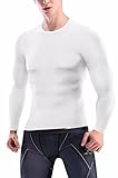 CFR Sport Base Layer Long Sleeves Compression Tights Shirts Men Activewear Muscle Tank for Fitness Workout Running Rashguard White,M UPS Post
