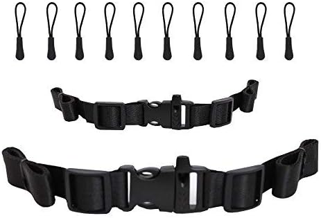 Backpack Chest Straps with Buckle, Nylon Heavy Duty Adjustable Backpack Sternum Strap Chest Belt with 10 Zipper Pulls for Most Backpacks