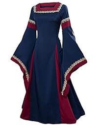 Vestido renacentista medieval para mujer con cordones Vestido largo hasta el suelo vintage Vestido retro