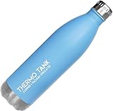 Thermo Tank Insulated Stainless Steel Water Bottle - Ice Cold 36 Hours! Vacuum + Copper Technology - 25 Ounce (Haze Blue, 25oz)