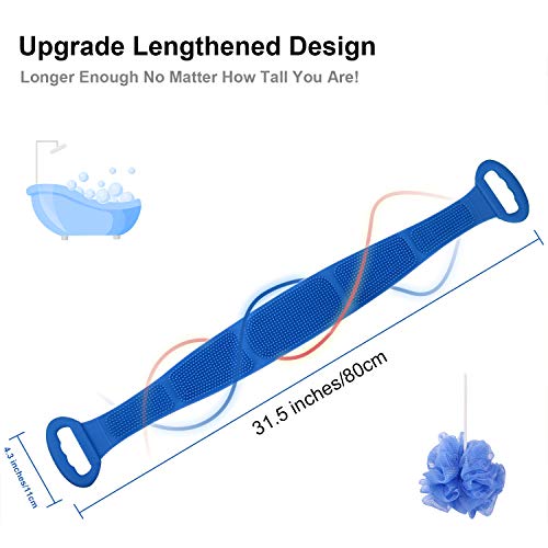 GLANDU Back Scrubber For Shower Exfoliating, Silicon Body Brush For Bathing and Massage, Upgrade Extra Long(31.5 inches) for Men and Women