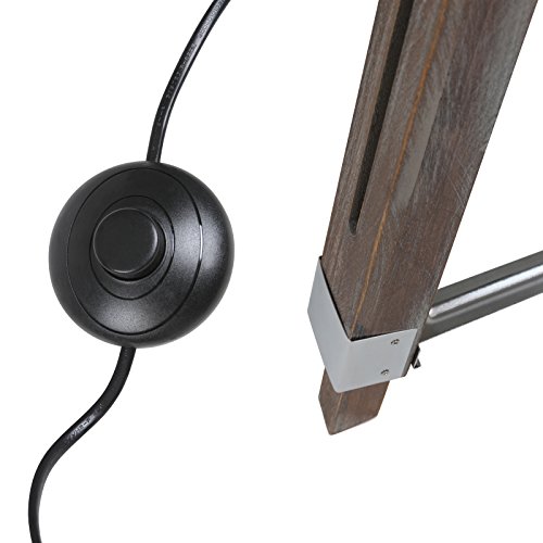 Jago® Stehlampe mit Stativ aus Holz - LED, E27, Höhenverstellbar max. 148 cm, Vintage, Farbwahl - Tripod Lampe, Dreifuss Stehleuchte, Standleuchte, Studiolampe (Antikes Holz) – Bild 6