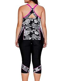 Momodani Traje de baño corto con estampado floral y espalda cruzada de dos piezas, talla grande