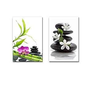Purple Orchid with Bamboo and Black Stones Tiare...