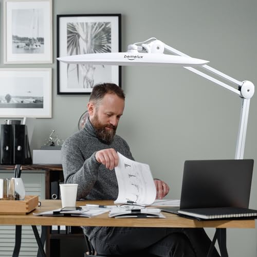bemelux LED Desk Lamp with Clamp, Dimming Task Lamp for Reading Desktop