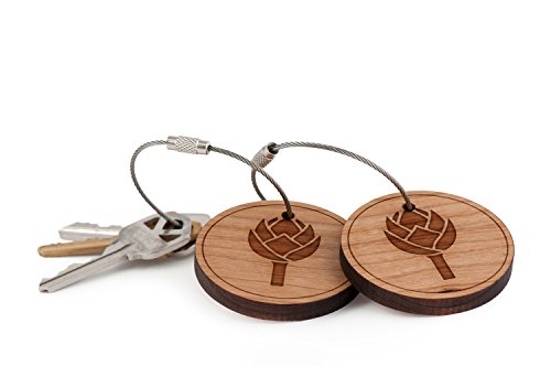 Artichoke Keychain, Wood Twist Cable Keychain - Large