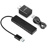 Anker 4-Port USB 3.0 Ultra-Slim Portable Data Hub with 12W Power Adapter for Macbook, Mac Pro / mini, iMac, XPS, Surface Pro, Notebook PCs and More