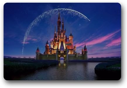Disney Castle Custom Outdoor Indoor Doormat Personalized Design Machine-Wahable Neoprene Rubber Doormat 23.6x15.7 Inch