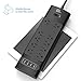 Witeem Surge Protector Power Strip with 10 Outlets & 4 USB Ports and 6ft Extension Cord Charging Station, Black