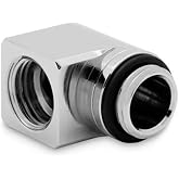 EK EKWB Quantum Torque Micro Rotary 90 Degree Angled Fitting, Nickel | Compact rotating 90 degree G1/4 adapter, nickel-plated brass, for low-clearance loop routing.
