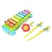 ThinkMax Rainbow 8-Note Xylophone for Kids - With Clear Sounding Keys, Two Child-Safe Bee Mallets and One Flower Best Holiday/Birthday DIY Gift Idea for your Mini Musicians