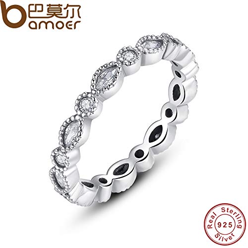 BATOP 925 Sterling Silver Alluring Brilliant Marquise Stackable Finger Ring with Clear cz Original fine Jewelry pa7130