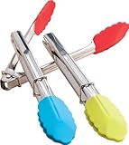 Miles Kimball Silicone Stainless Steel Food Tongs, 7 Inch, Set Of 3