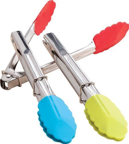 Miles Kimball Silicone Stainless Steel Food Tongs, 7 Inch, Set Of 3