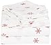 Amazon Brand – Pinzon Cotton Flannel Bed Sheet Set - King, Falling Snowflake Merlot