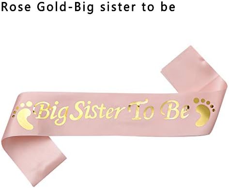 1Pc Mummy Grandma Big Sister Nanny Aunty To Be Satin Sash for Maternity Baby Shower Celebration Decoration(Big sister to be,rose gold)