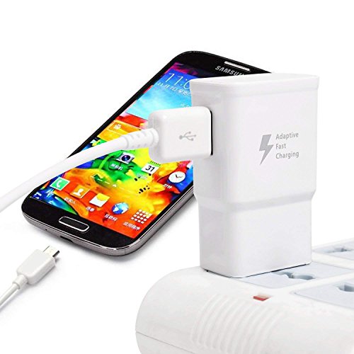 Adaptive Fast Charger Kit Compatible with Galaxy S7/S7 Edge/S6/Edge/Edge+/Note 5/4, LG G2 G3 G4 for Micro USB 2.0 Cable Kit {Wall Charger + 5FT Micro Cab} Fast Charging (White)