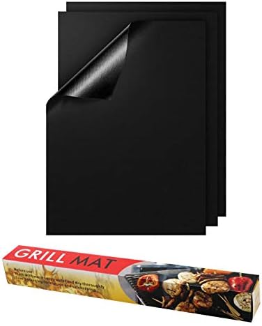 PHILWIN BBQ Grill Mat Set of 3,100% Non-stick BBQ Grill & Baking Mats - FDA-Approved, PFOA Free, Reusable and Easy to Clean - Works on Gas, Charcoal, Electric Grill and More(A-1)