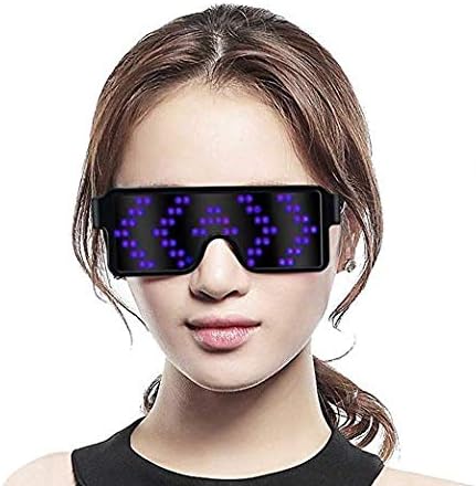LED Light Glasses 8 Modes Quick Flash Party USB charge Luminous Christmas Gift (Blue)
