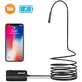 Depstech 1200P Semi-rigid Wireless Endoscope, 2.0 MP HD WiFi Borescope Inspection Camera,16 inch Focal Distance &amp;1800mAh Battery Snake Camera for Android &amp; IOS Smartphone Tablet - Black 16.5FT