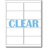 Crystal Clear Adhesive Labels for Laser Printers - 4" x 2" - 10 per Page - 100 Labels per Pack