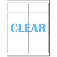 Crystal Clear Adhesive Labels For Laser Printers - 4x2 Inch Size, 10 Per Sheet, 100 Labels Total