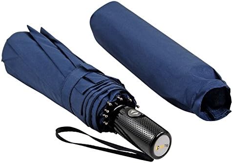 Umbrella Windproof-10 Fiberglass Ribs Travel Umbrella-Compact Auto Open &amp;Close 210T Canopy Golf Umbrella-Durable and Stylish Waterproof Umbrella (Dark Blue)