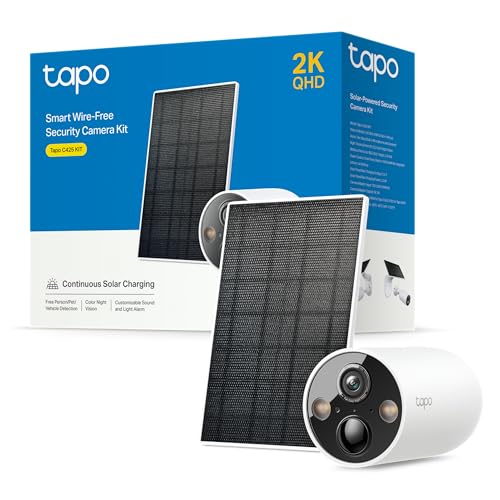 C425 Kit-Cámara de Seguridad Solar, Base magnética Ajustable, visión Nocturna en Color, Memoria MicroSD, batería de 10000 mAh, Campo de visión súper Gran Angular de 150°, Compatible con Alexa