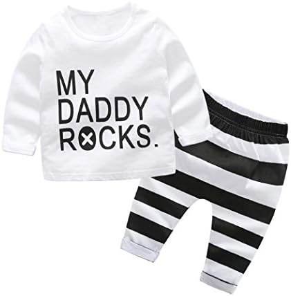 Raptop Newborn Baby Boys Girls 2Pcs Clothes Letter Print Tops Shirt +PantsOutfits Set