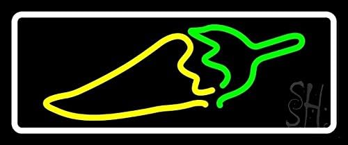 Sign Store N105-4314-clear 10 x 1 x 24 in. Chili Logo With Border Neon Sign - Yellow, White And Green