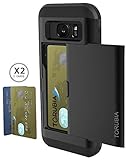 Galaxy S7 Card Holder Case, Holds Up to 2 Cards, TORUBIA Wallet Case Slim Fit Armor Air Cushion Technology Dual Layer Heavy Duty Shockproof Bumper Protective Cover for Samsung Galaxy S7 - Black