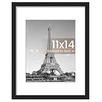 upsimples 11x14 Picture Frame, Display Pictures 8x10 with Mat or 11x14 Without Mat, Wall Hanging Photo Frame, Black, 1 Pack