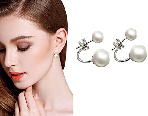 Pink Universe Silver Pearl Opal Earrings with Silver Plugs (Pearl)