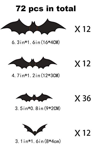 DIY-Halloween-Decorations-Bat-72Pcs-3D-Bat-Wall-Decal-Decor-Window-Sticker-Halloween-Decor-PVC-Bat-Indoor-Party-Supplies-72pcs-Black