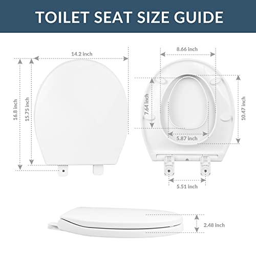 Round Toilet Seat with Built in Potty Training Seat, Slow Close, Easy Clean,Fit Standard Round