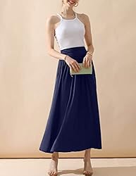 DOUBLJU Casual High Waisted Maxi Skirts with Pocket