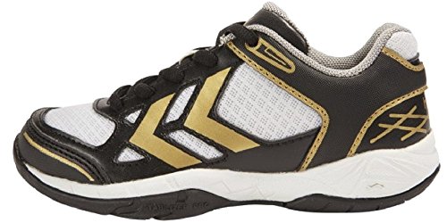 Hummel Omnicourt Z4 Trophy Jr Indoor Handball Shoes Black/White/Gold, EU Shoe Size:EUR 35