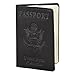 Shvigel US Leather Passport Book Cover - Thin American Travel Passport Holder - Premium International USA Passport Protector Case for Women Men (Black Vintage)