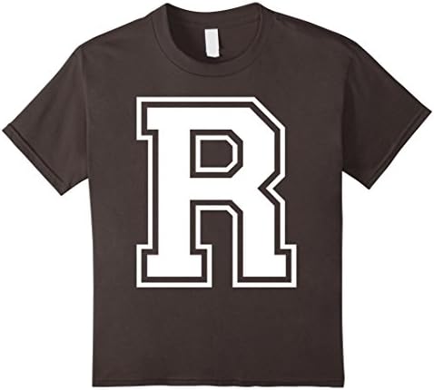 Kids Letter R Initial Monogram College Alphabet T-Shirt 4 Asphalt