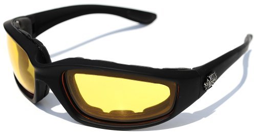 3 Pairs of Choppers Glasses Padded Frame Clear Yellow Smoke Lense Block 100% UVB for Outdoor Activity Spot