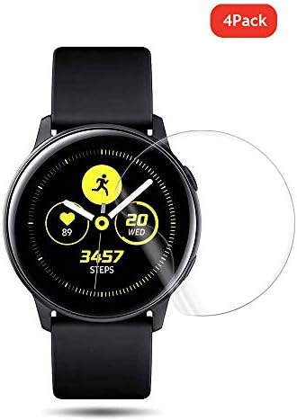 QULLOO Screen Protector for Samsung Galaxy Watch Active 2 (44mm), [4 Pack] HD Clear Soft TPU Film [Anti-Scratches] Full Coverage for Galaxy Watch Active 2 44mm